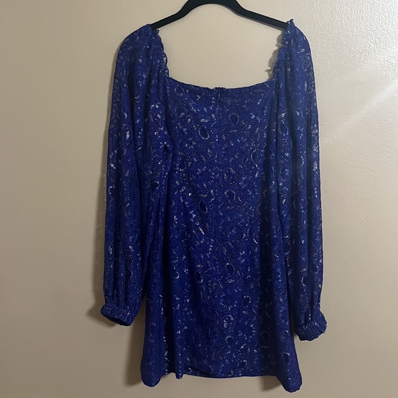 Endless Rose Dress Sz M Bonded Violet Lace Mini Special Event Cocktail Feminine - Picture 4 of 5